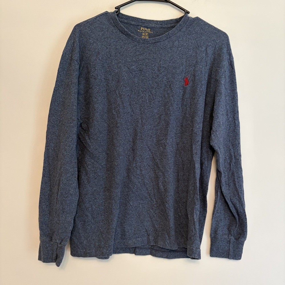 Polo Ralph Lauren Pony Small Long Sleeve Shirt Blue Logo Casual Preppy Normcore